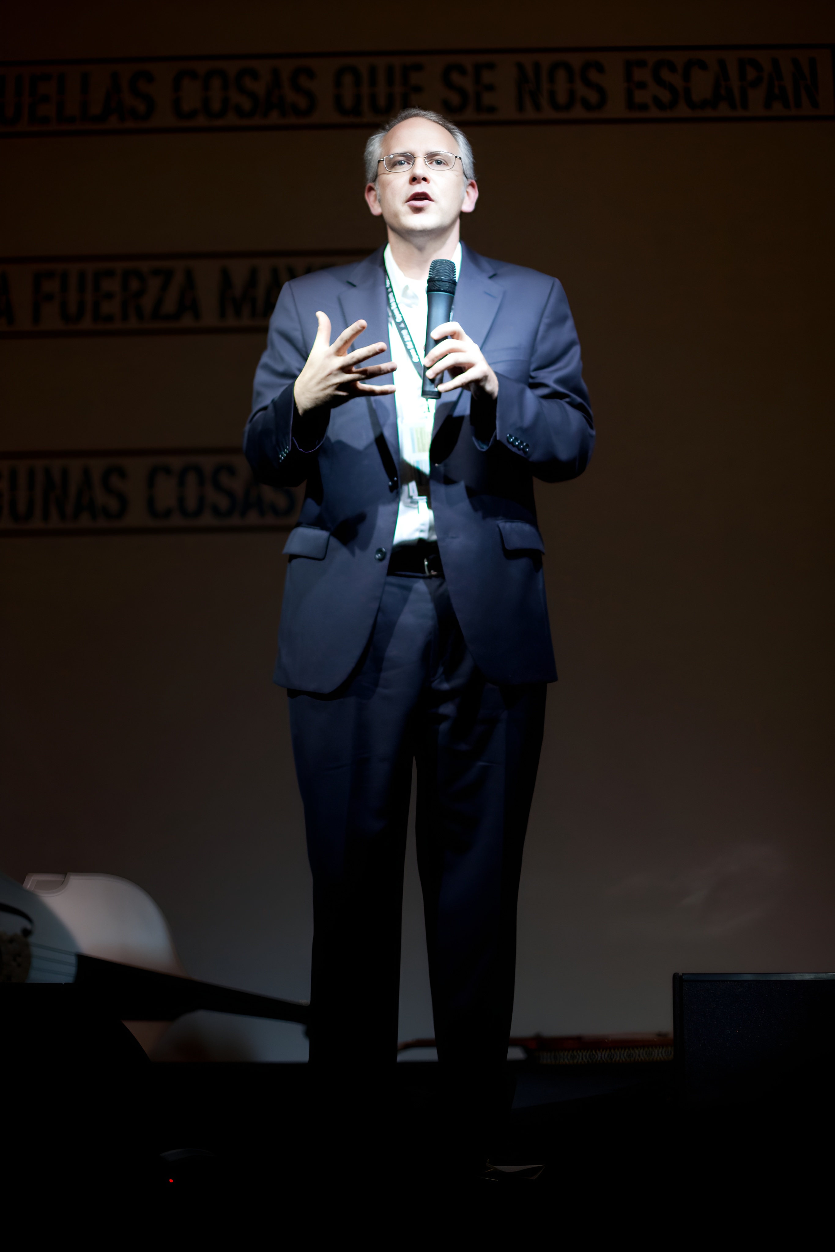 David Wiley speaking on stage